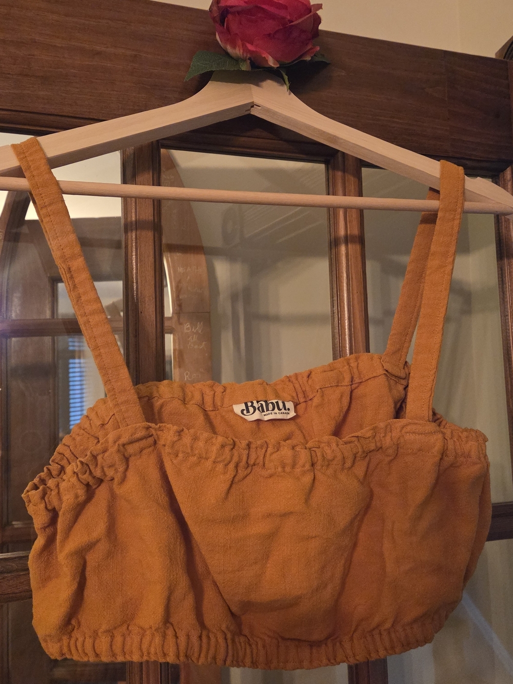 From Babu - Rust Orange Super Cropped Tank Top, Fits M-L (Small Chest)